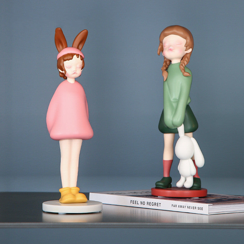 Cute Girl Resin Ornament Home Living Room Desktop