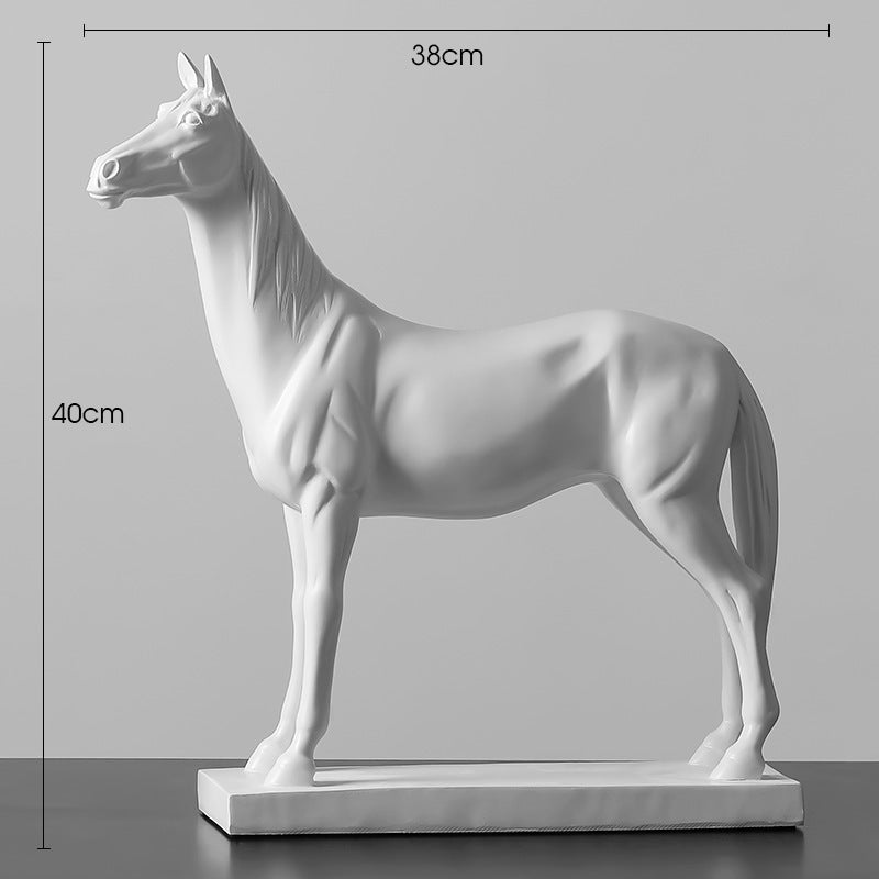 Resin White Horse Sculpture Ornament Living Room & Home Decoration