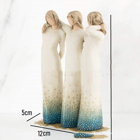 Three Female Resin Sculpture Crafts Ornaments Hand-painted Angel Desktop Decorations