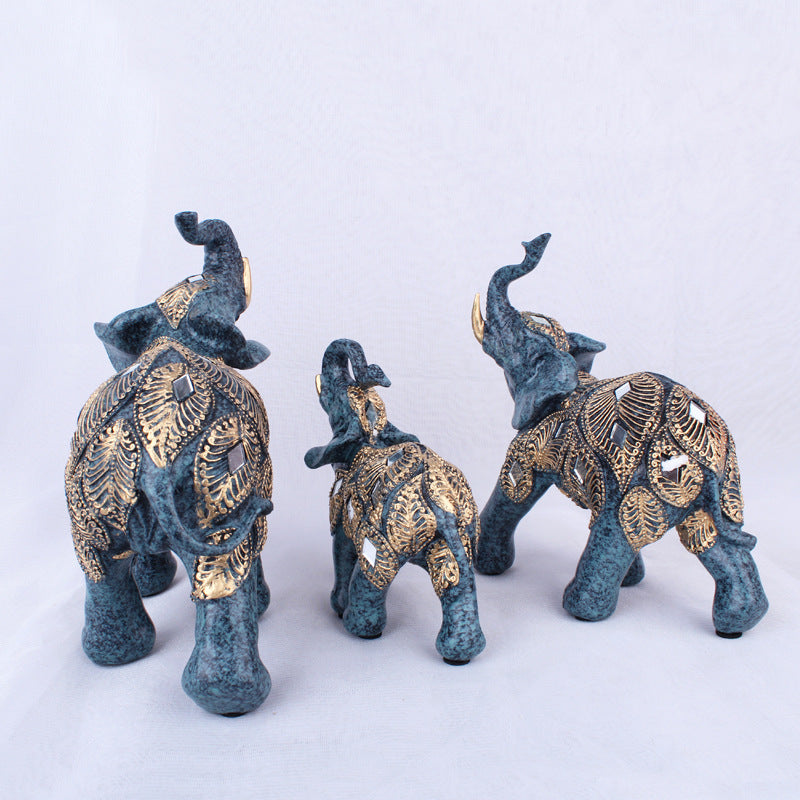 Craft Resin European Pattern Brown Family Carnival Elephant Resin Ornament