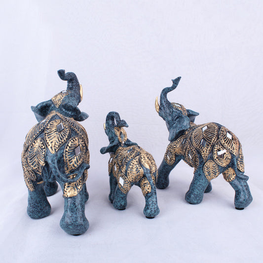 Craft Resin European Pattern Brown Family Carnival Elephant Resin Ornament