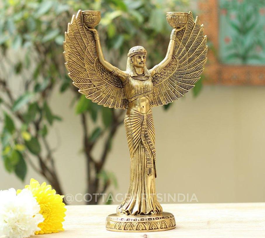 Brass Egyptian Goddess Isis Candle Stand