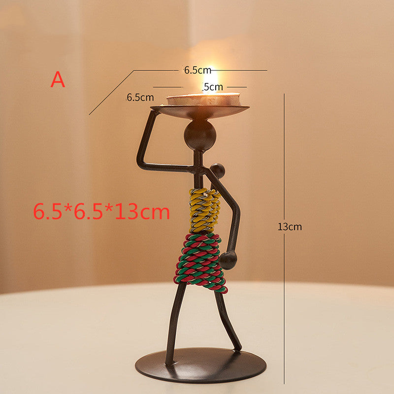 Girl iron candlestick decoration