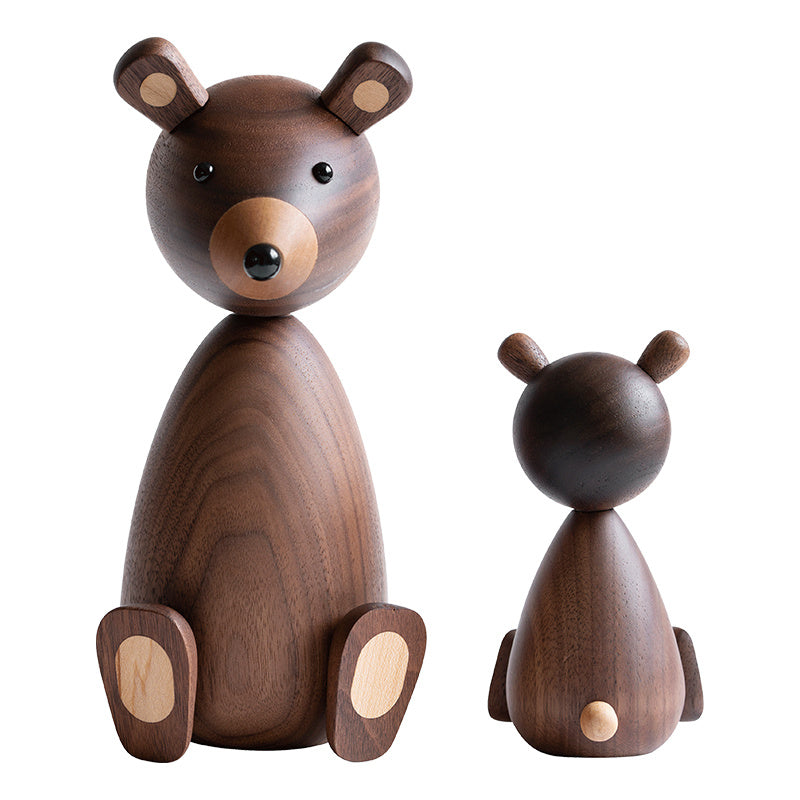 Wooden Cute Bear Figurines Ornaments