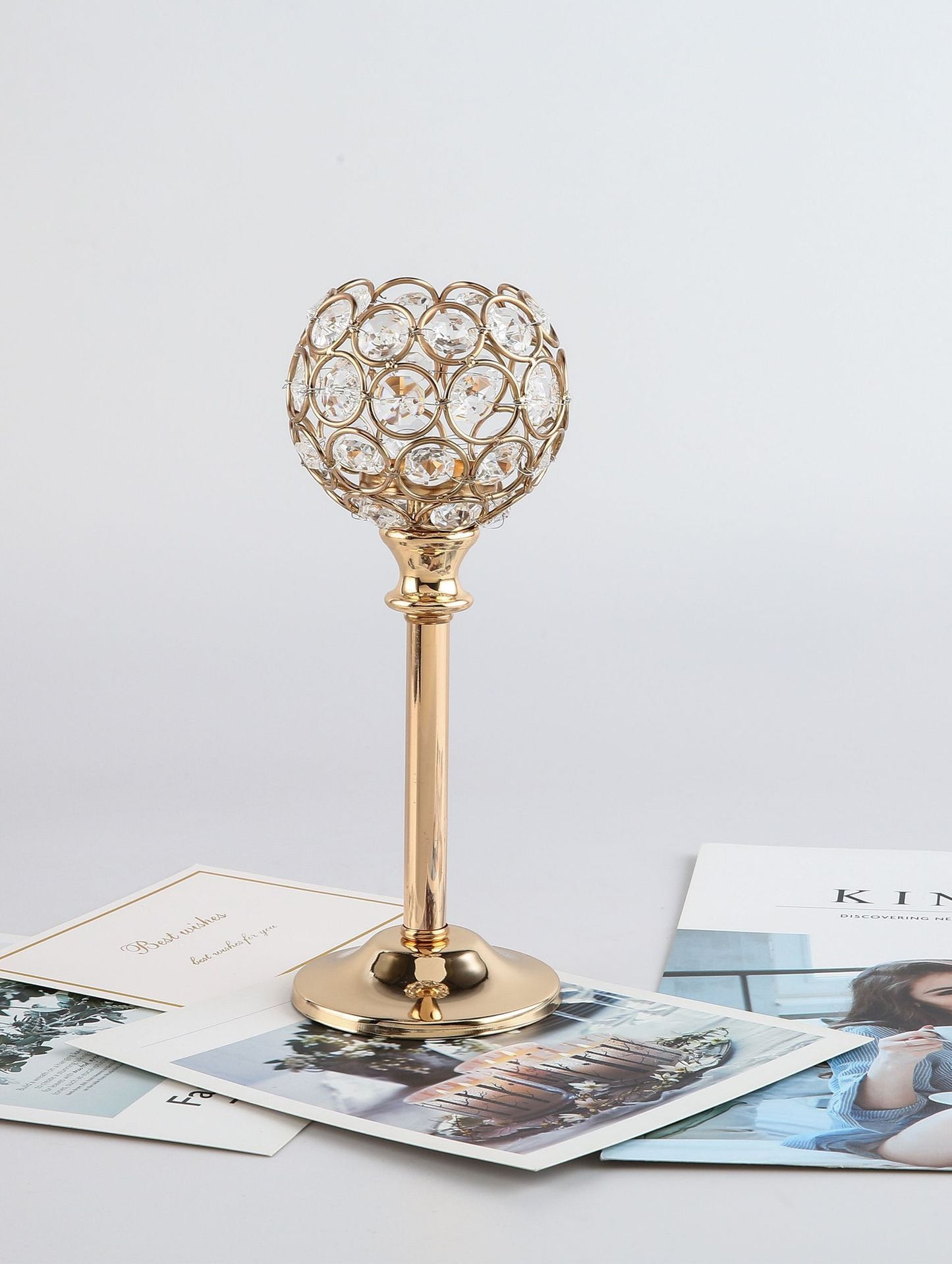 European Mini Crystal Candlestick Creative Metal Ornaments