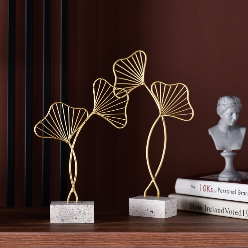Wrought Iron Golden Ginkgo Leaf Ornaments