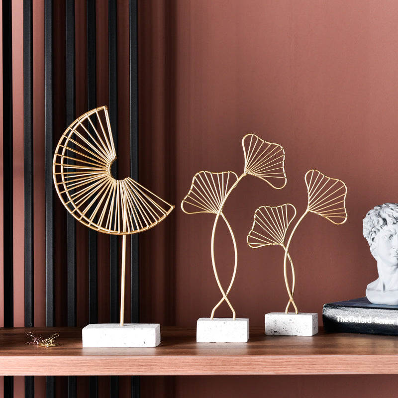 Wrought Iron Golden Ginkgo Leaf Ornaments
