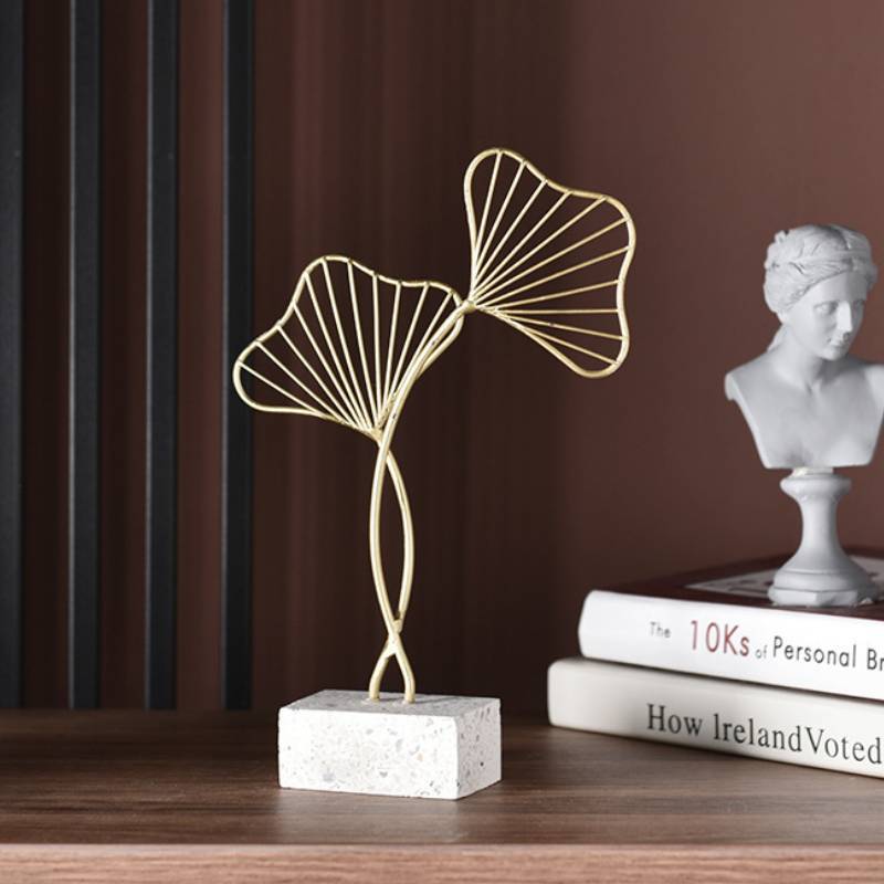 Wrought Iron Golden Ginkgo Leaf Ornaments