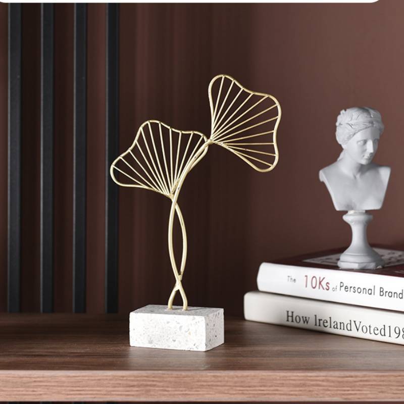 Wrought Iron Golden Ginkgo Leaf Ornaments