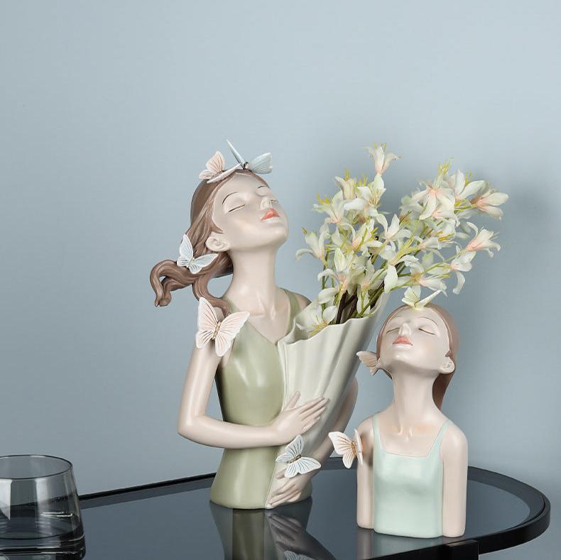 Butterfly Girl Bouquet Resin Art Decoration Living Room Porch Desktop Crafts