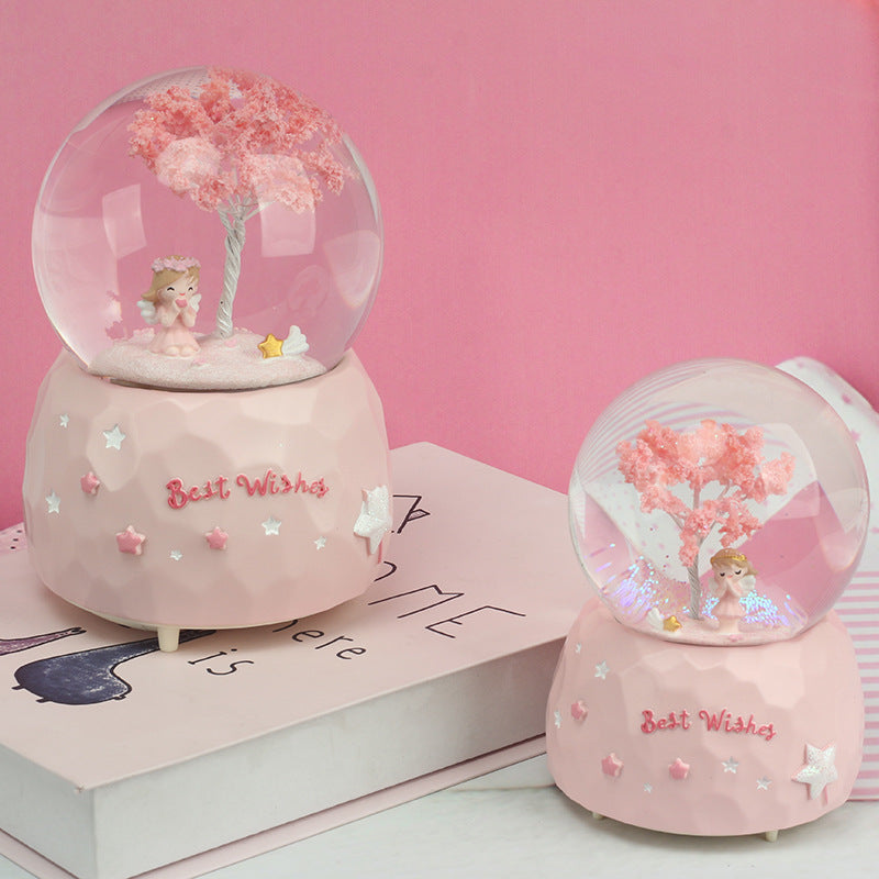 Creative Angel Girl Couple Light Snow Crystal Ball Home Furnishings Valentine's Day Gift