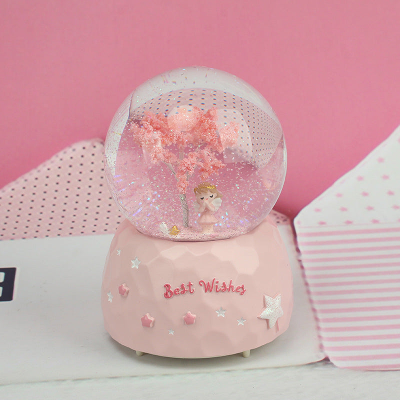 Creative Angel Girl Couple Light Snow Crystal Ball Home Furnishings Valentine's Day Gift