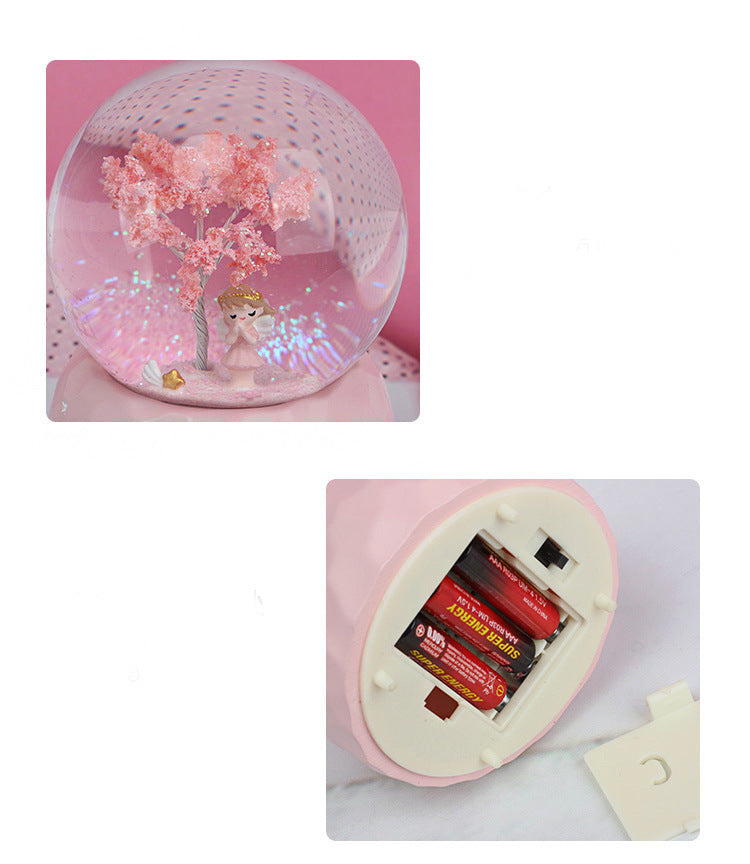 Creative Angel Girl Couple Light Snow Crystal Ball Home Furnishings Valentine's Day Gift