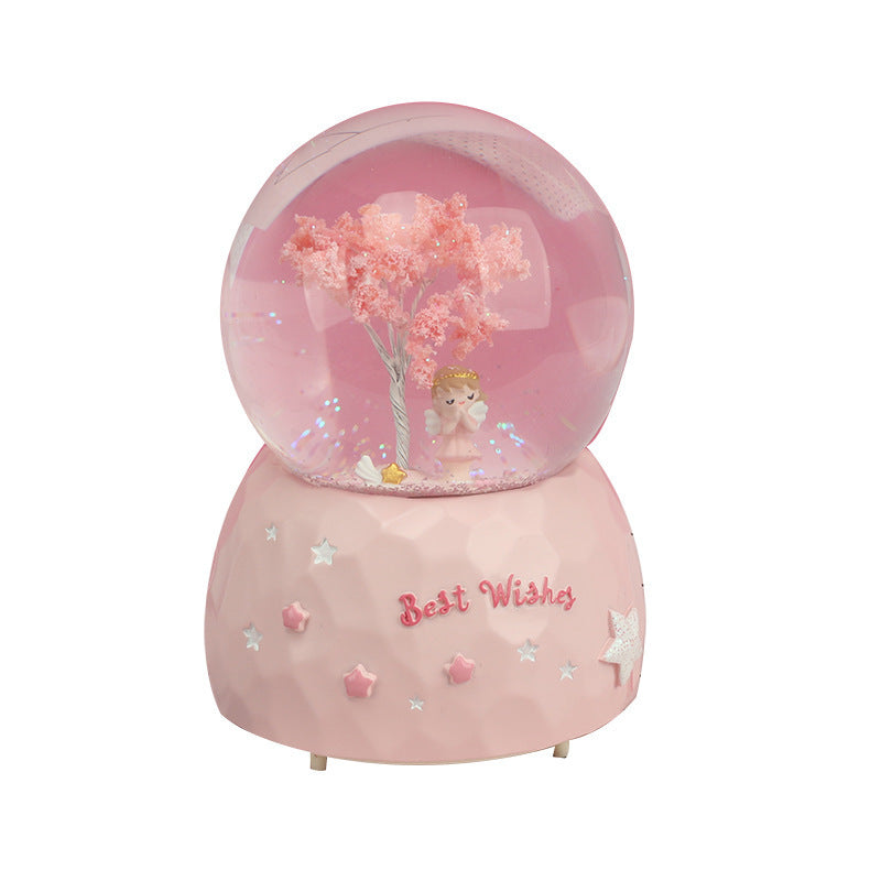 Creative Angel Girl Couple Light Snow Crystal Ball Home Furnishings Valentine's Day Gift