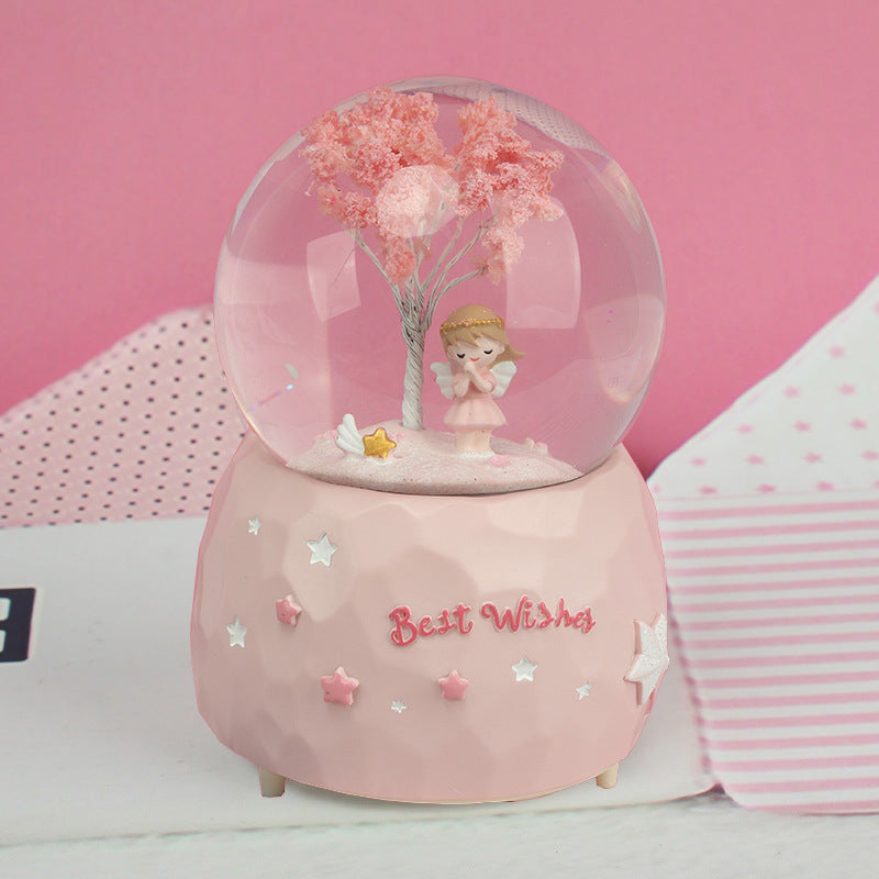Creative Angel Girl Couple Light Snow Crystal Ball Home Furnishings Valentine's Day Gift