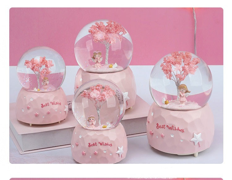 Creative Angel Girl Couple Light Snow Crystal Ball Home Furnishings Valentine's Day Gift