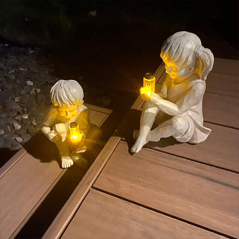Creative Boy Girl Couple Resin Luminous Decorative Ornaments