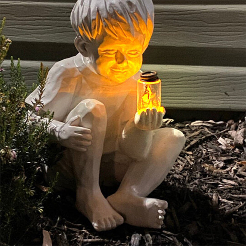 Creative Boy Girl Couple Resin Luminous Decorative Ornaments
