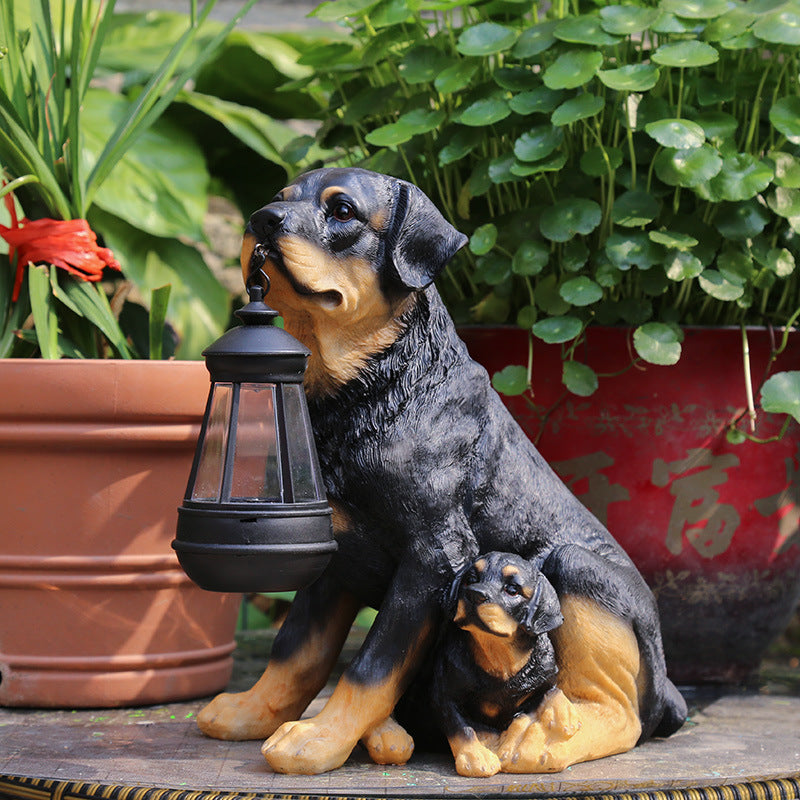 Resin Puppy Holding Lamp Ornaments