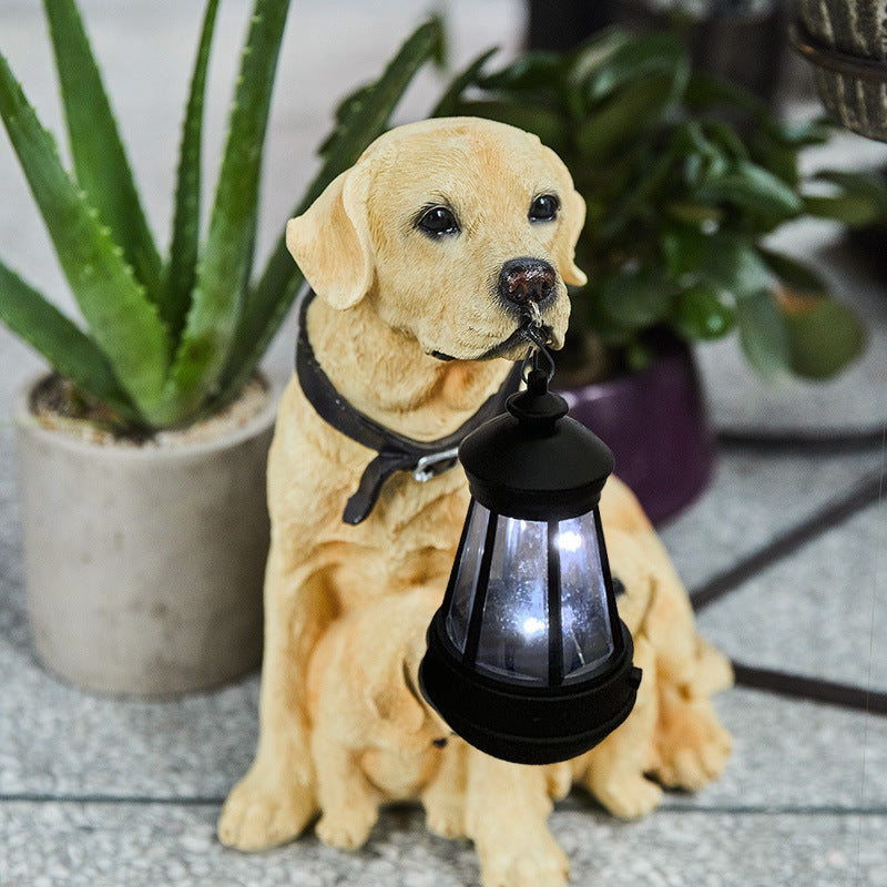Resin Puppy Holding Lamp Ornaments