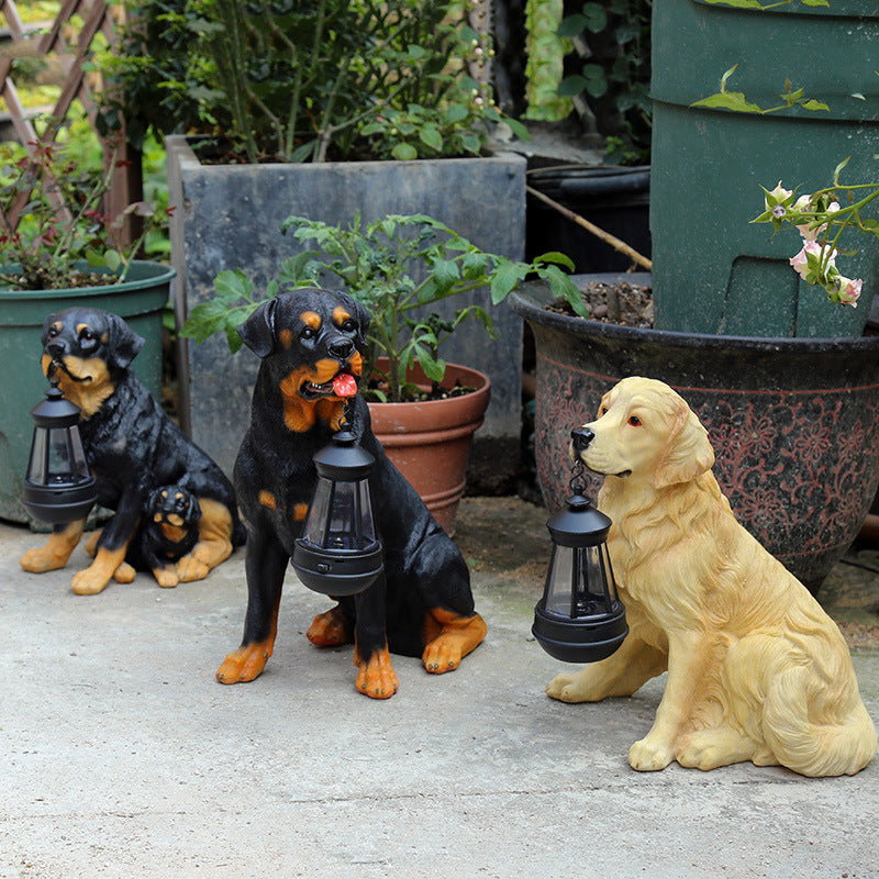 Resin Puppy Holding Lamp Ornaments