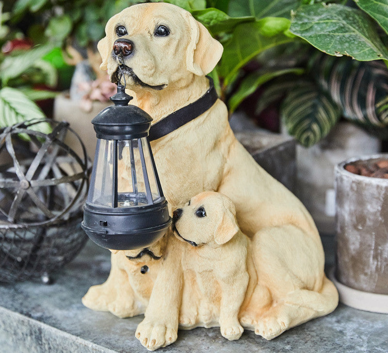 Resin Puppy Holding Lamp Ornaments