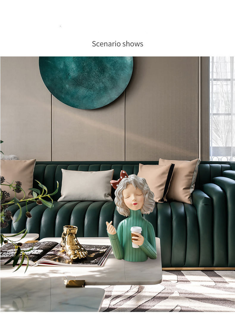 European Style Girl Holding Glass Home Living Room Decorations