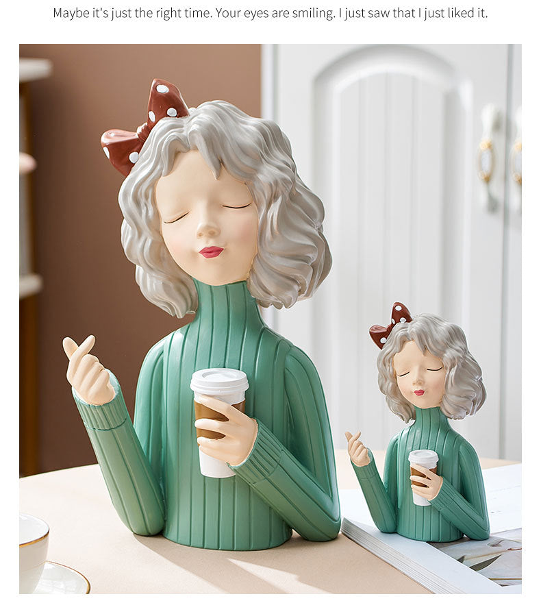European Style Girl Holding Glass Home Living Room Decorations