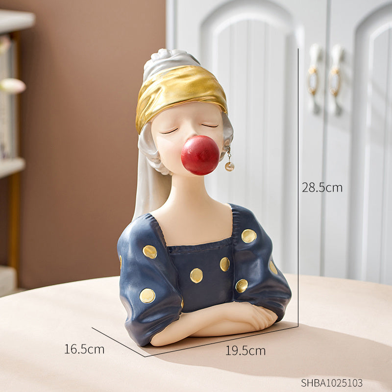 European Style Girl Holding Glass Home Living Room Decorations