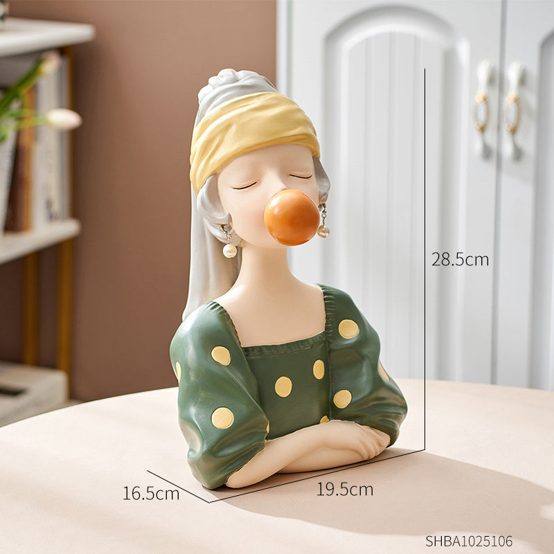 European Style Girl Holding Glass Home Living Room Decorations