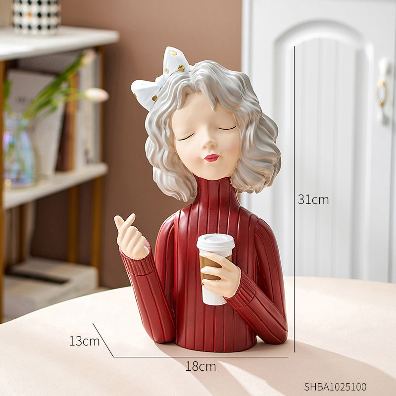 European Style Girl Holding Glass Home Living Room Decorations