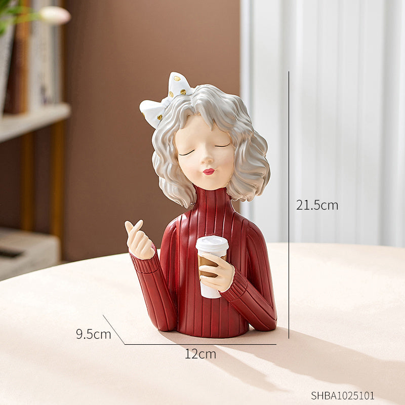 European Style Girl Holding Glass Home Living Room Decorations