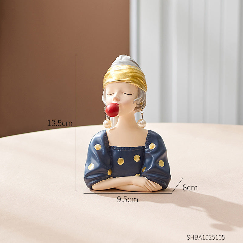 European Style Girl Holding Glass Home Living Room Decorations