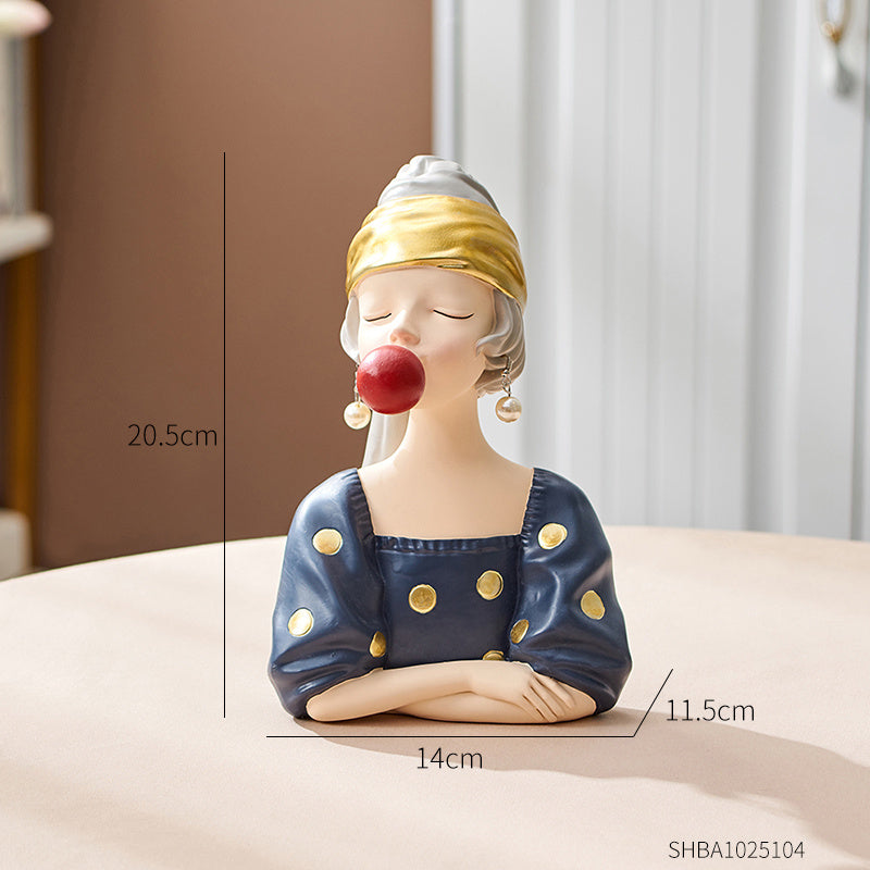 European Style Girl Holding Glass Home Living Room Decorations