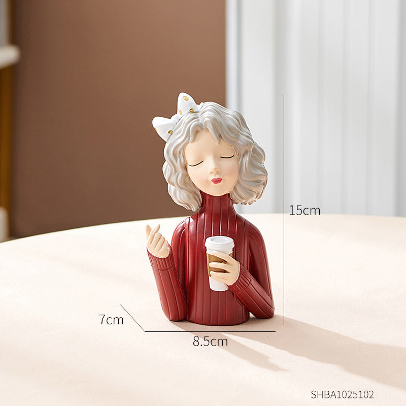 European Style Girl Holding Glass Home Living Room Decorations
