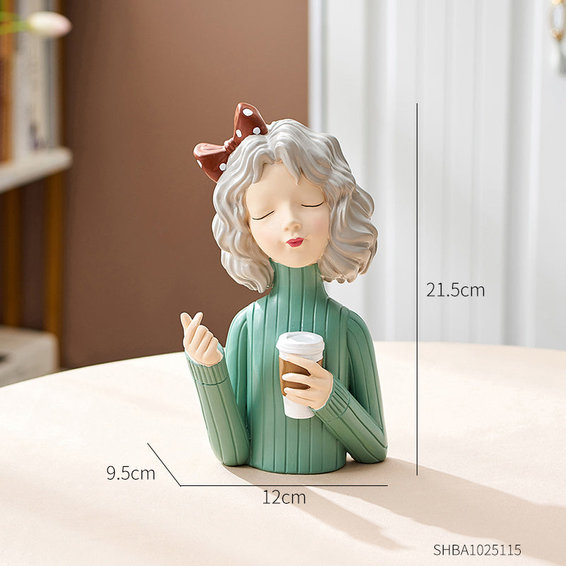 European Style Girl Holding Glass Home Living Room Decorations