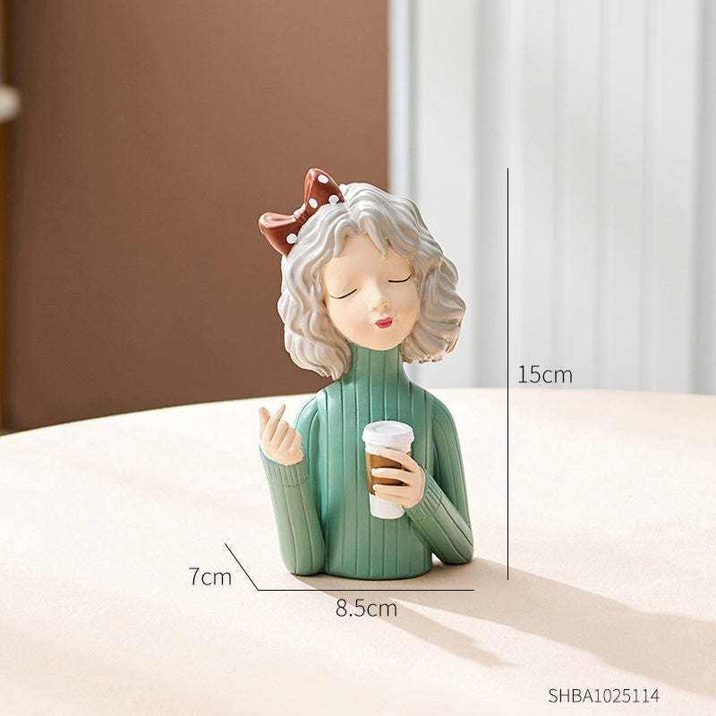 European Style Girl Holding Glass Home Living Room Decorations