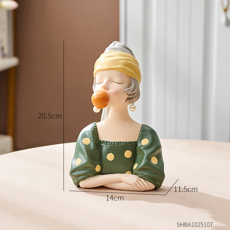 European Style Girl Holding Glass Home Living Room Decorations