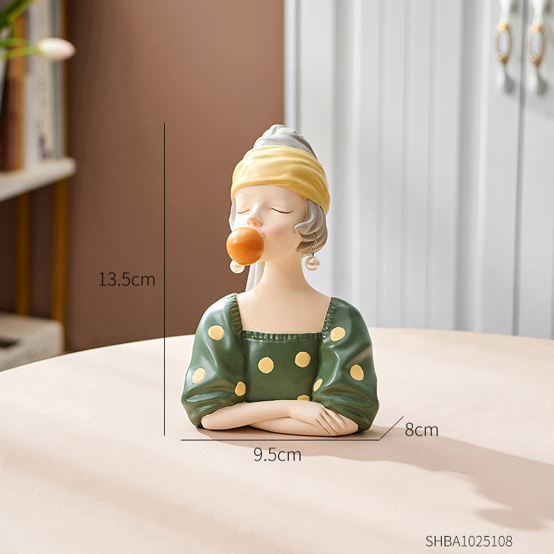 European Style Girl Holding Glass Home Living Room Decorations