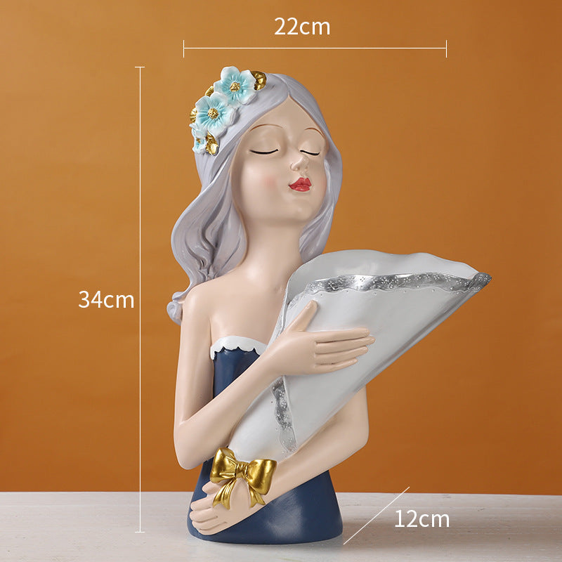 Amazing Creative Bouquet girl Decoration Living Room TV Cabinet Flower Arrangement Vase Soft Resin Crafts Girlfriend Birthday Gift