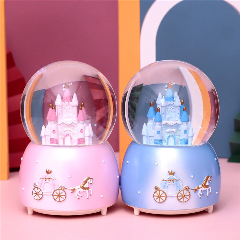 Children'S Crystal Ball Music Box Music Box Glass Ball Snowflake Princess Girl Dream Castle Birthday Gift Wholesale