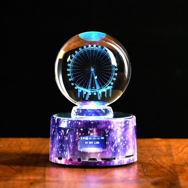 Inner Carved Ball Dandelion Creative Decoration Girl'S Day Gift Music Box Crystal Ball