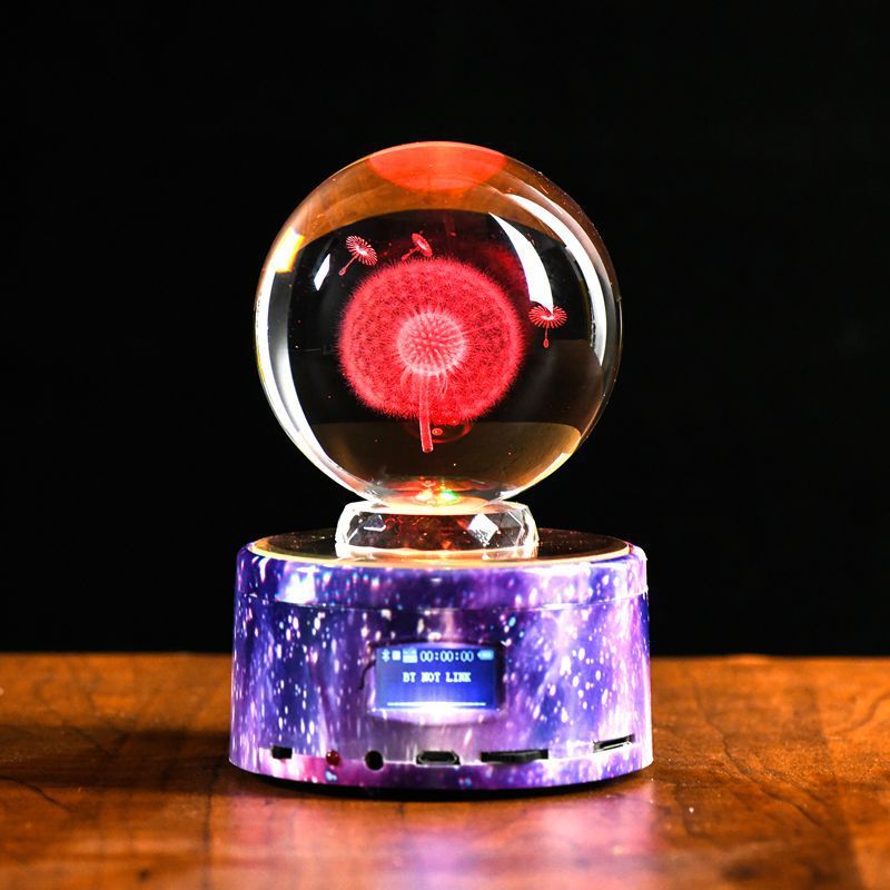 Inner Carved Ball Dandelion Creative Decoration Girl'S Day Gift Music Box Crystal Ball
