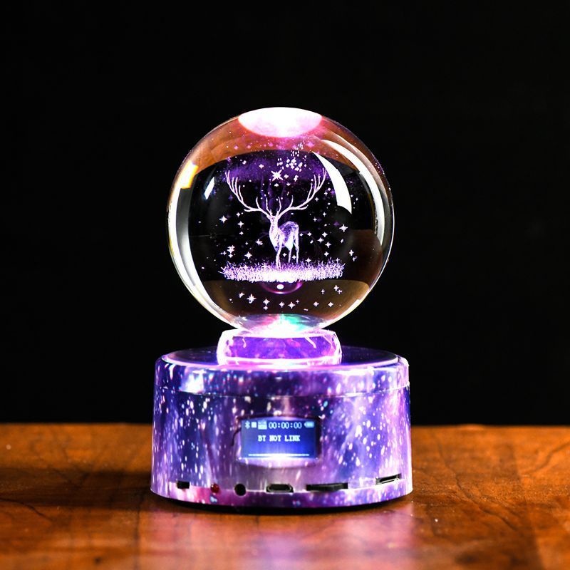 Inner Carved Ball Dandelion Creative Decoration Girl'S Day Gift Music Box Crystal Ball