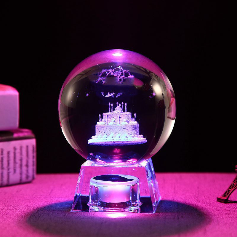 Inner Carved Ball Dandelion Creative Decoration Girl'S Day Gift Music Box Crystal Ball