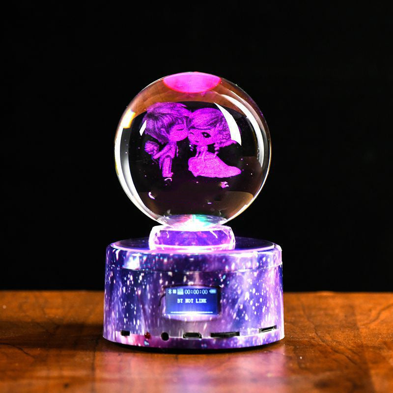 Inner Carved Ball Dandelion Creative Decoration Girl'S Day Gift Music Box Crystal Ball