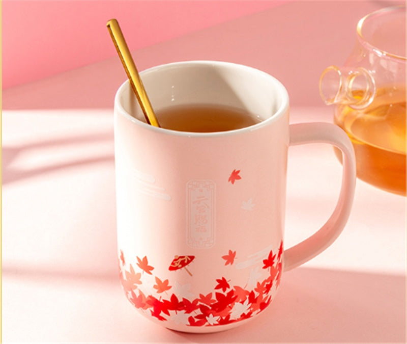 Ceramic Mug Office Water Cup With Lid And Spoon