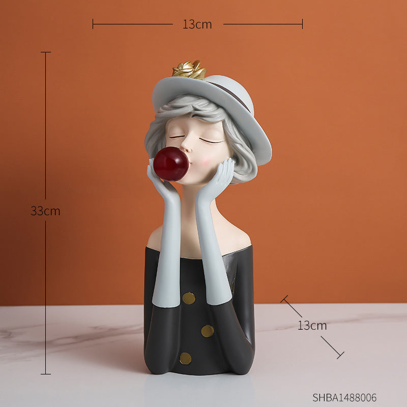 Bubble & Flower Girl Decoration – Elegant Living Room & Wine Cabinet Decor