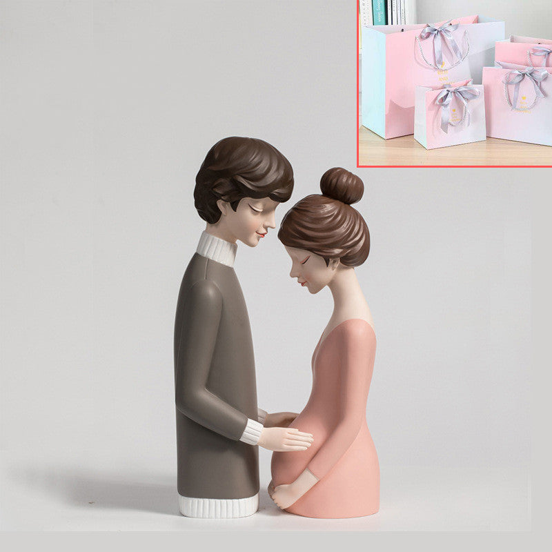Resin Couple Pregnant Woman Gift Miniatures for Home Decor