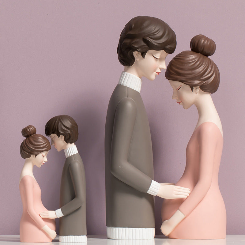 Resin Couple Pregnant Woman Gift Miniatures for Home Decor